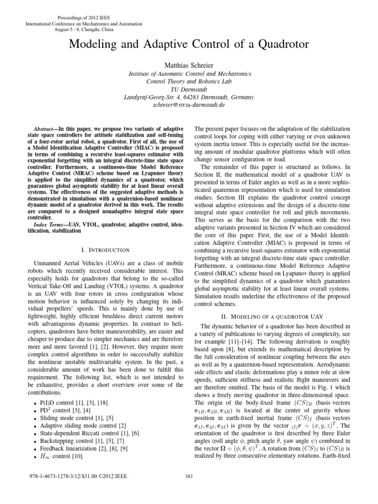 Adaptive Control for Quadrotor Stability | PDF | Control Theory ...
