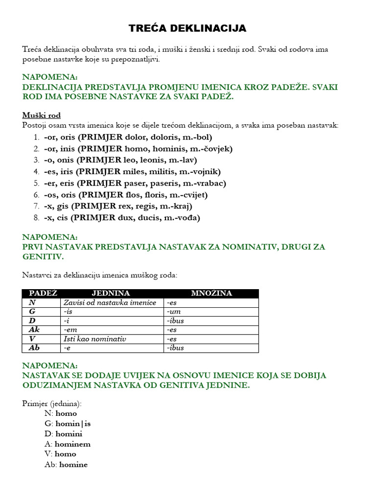 Treća Deklinacija: Muški Rod | PDF