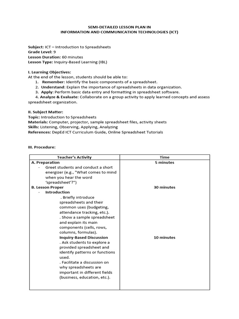 Semi Detailed Lesson Plan Super Final | PDF | Spreadsheet | Educational ...