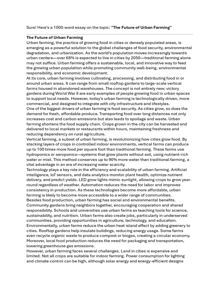 Future Trends in Urban Farming | PDF | Urban Agriculture | Agriculture