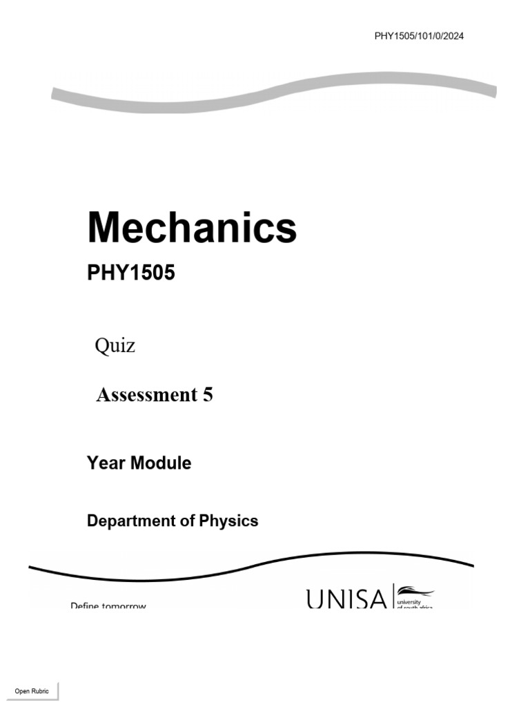 PHY1505 Assignment 5 Solutions | PDF | Orbit | Kinetic Energy