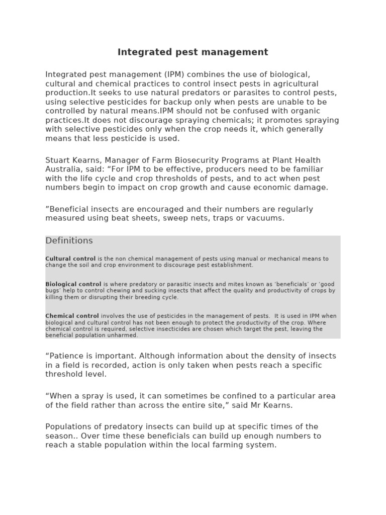 Organic Pest Control Strategies in IPM | PDF | Pest (Organism ...