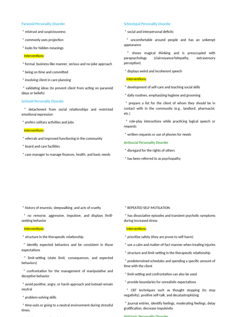 Understanding Personality Disorders and Interventions | PDF ...