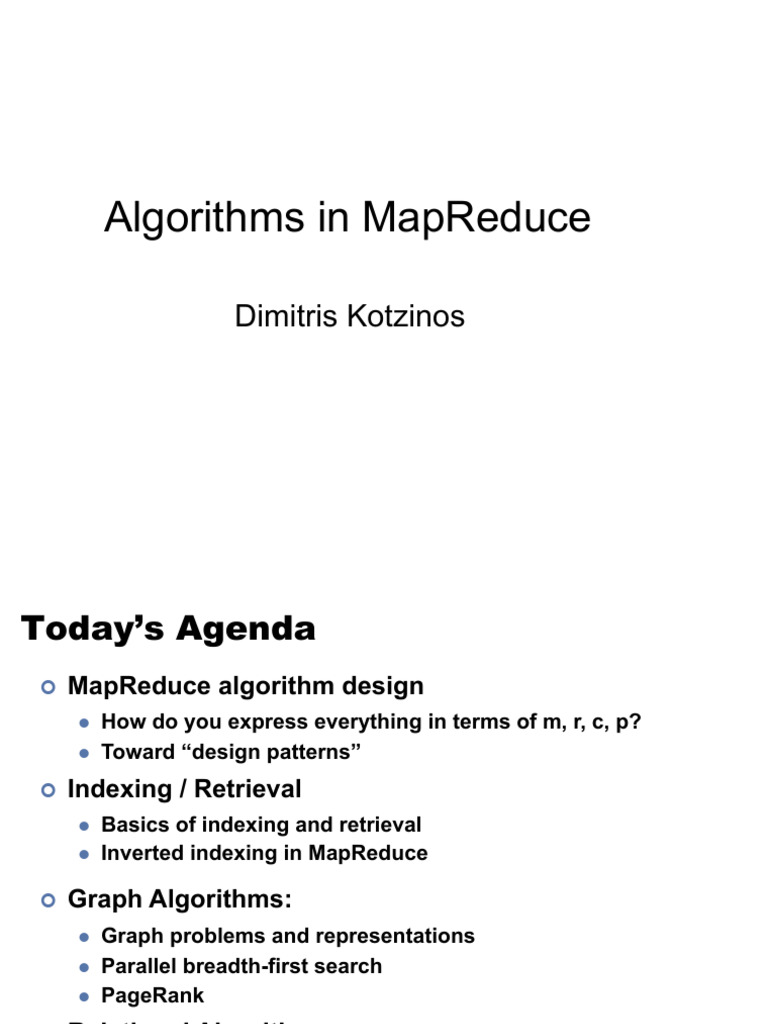 MapReduce Algorithms and Design Patterns | PDF | Map Reduce