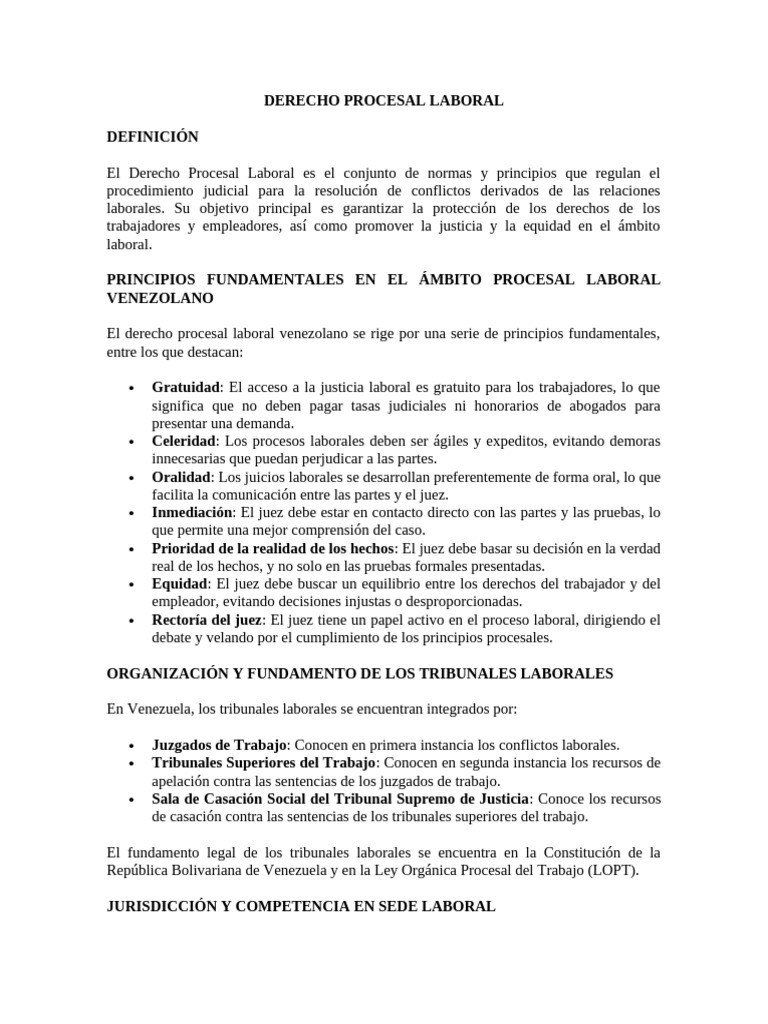 Conversatorio Derecho Procesal Laboral | PDF | Ley procesal ...