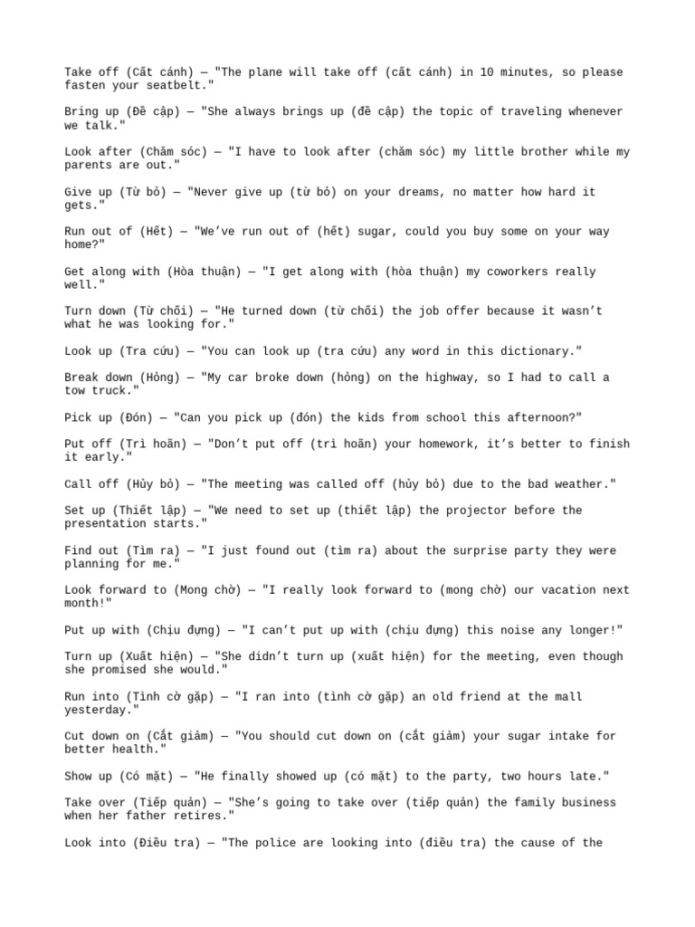 Common English Phrasal Verbs Explained | PDF
