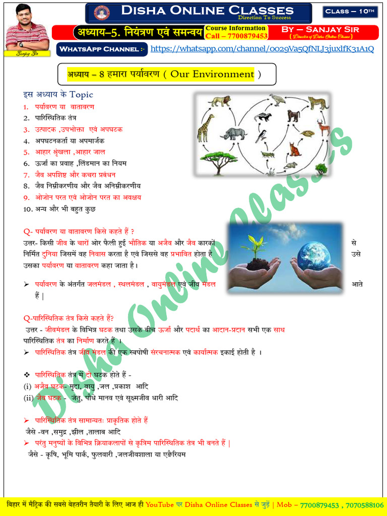 Physics Class - 10: Our Environment) | PDF