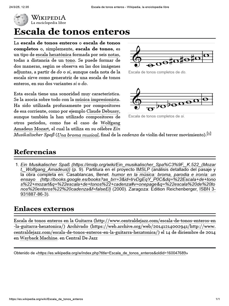 Escala de Tonos Enteros - Wikipedia, La Enciclopedia Libre | PDF