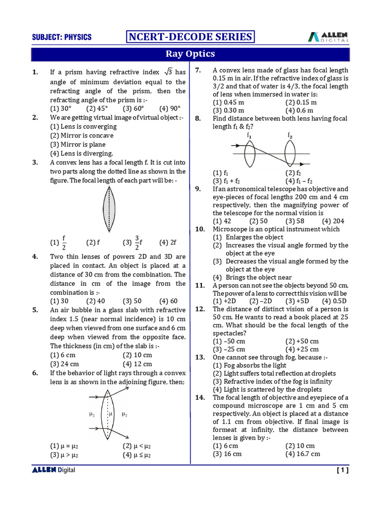 Ray Optics 16 09 23 | PDF | Electromagnetic Radiation | Glass ...