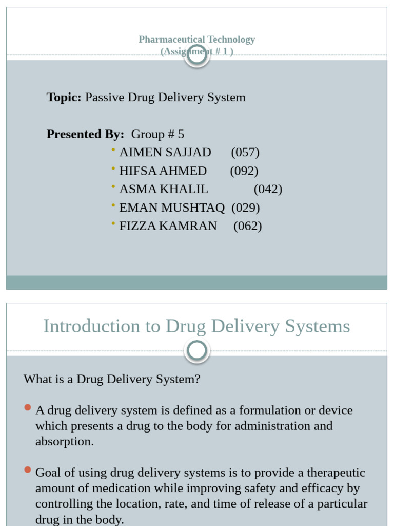 Overview of Passive Drug Delivery Systems | PDF | Liposome | Pharmacology