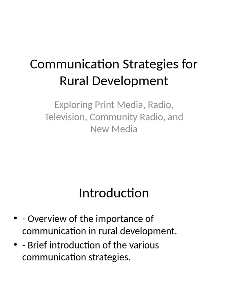 Communication Strategies For Rural Development | PDF