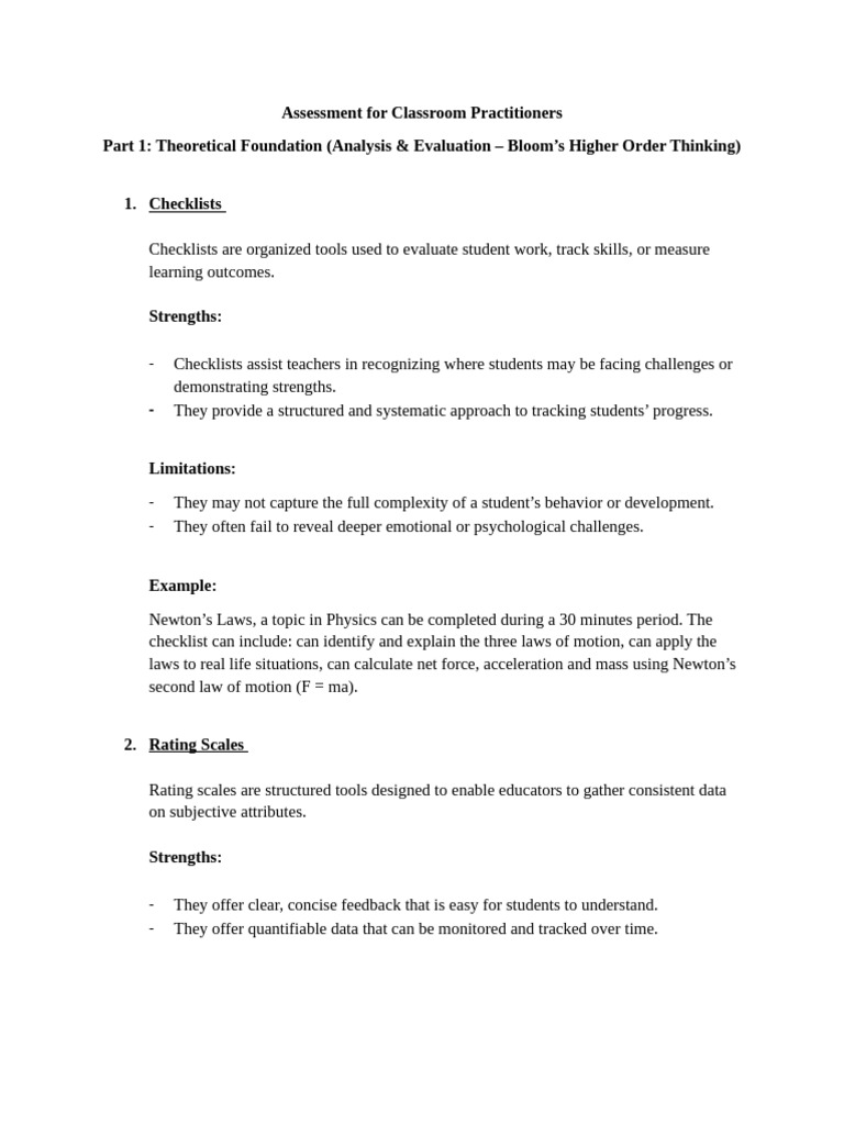 Classroom Assessment Tools Overview | PDF | Educational Assessment ...