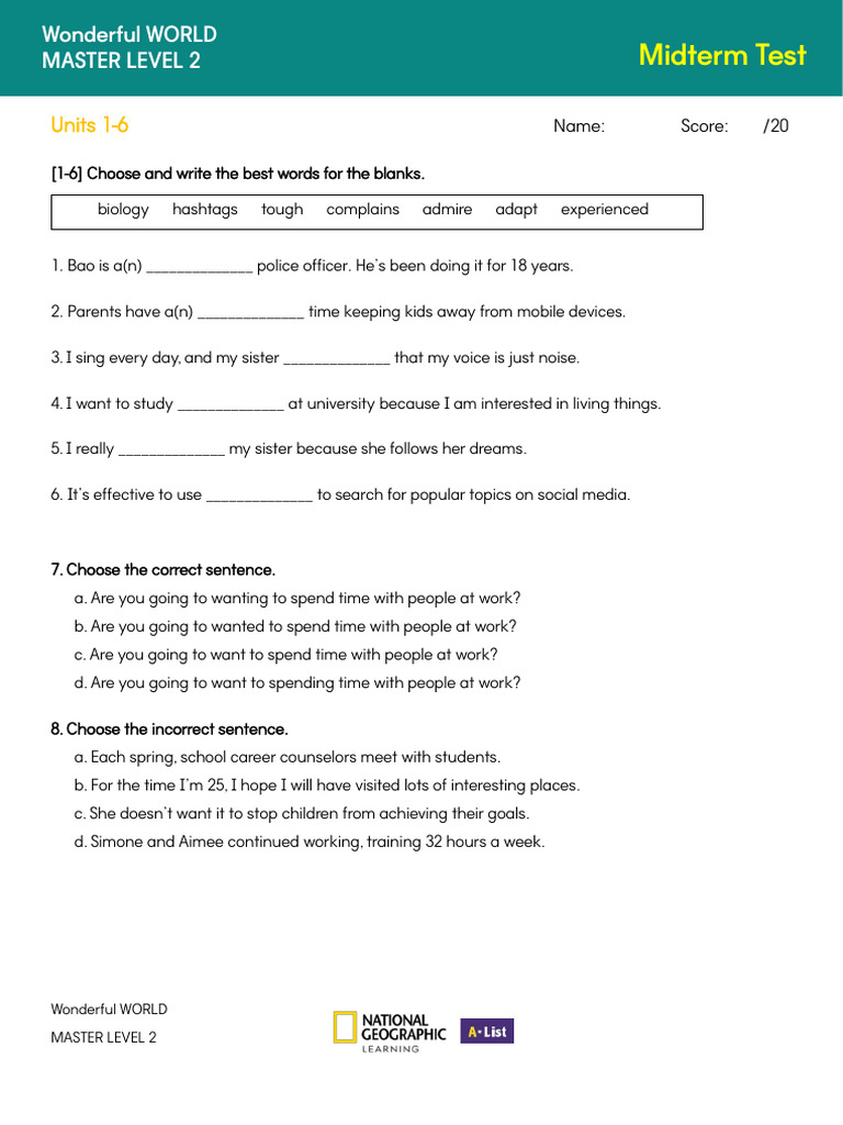 WW Master L2 Midterm Test | PDF