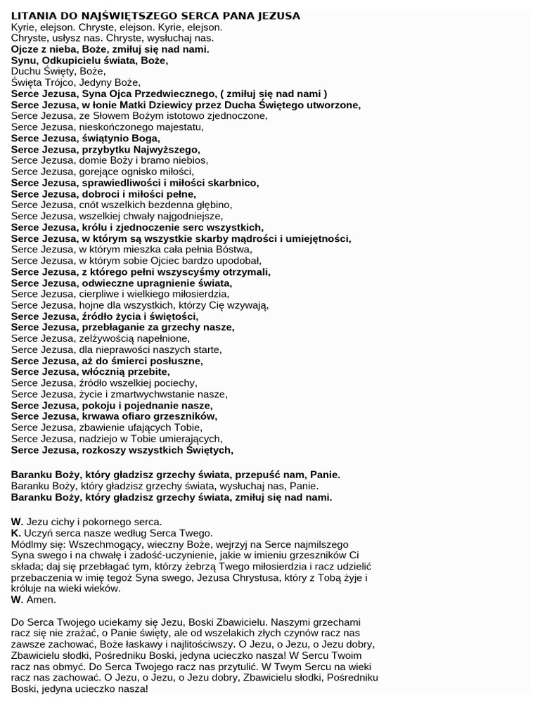 Litania Do Najświętszego Serca Pana Jezusa | PDF