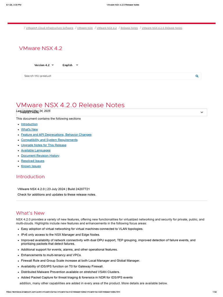 VMware NSX 4.2.0 Release Notes | PDF | Computer Network | Information ...