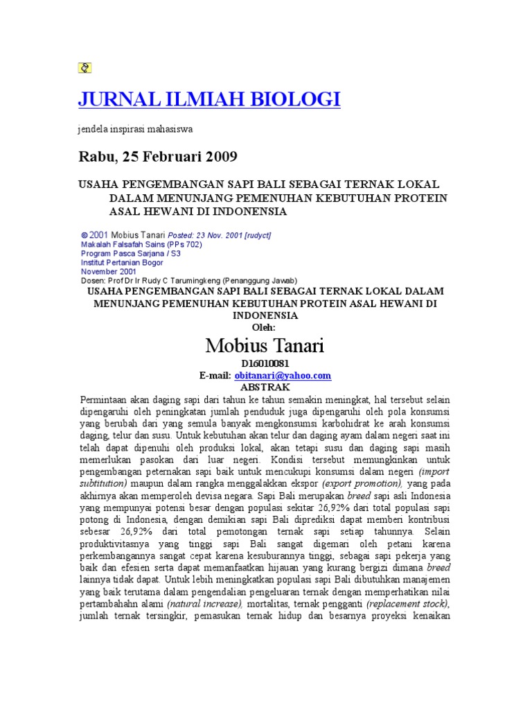 24+ Kumpulan Contoh Jurnal Biologi Pdf Gratis Terbaik