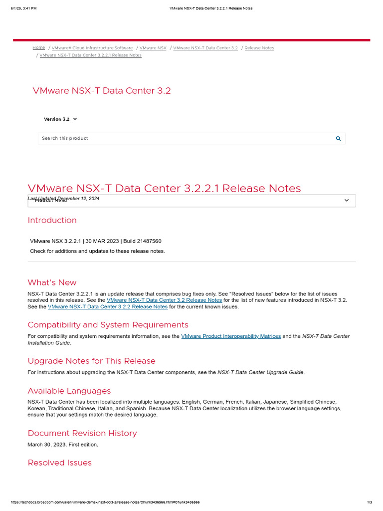 NSX-T Data Center 3.2.2.1 Release Notes | PDF | Computing | Computer ...