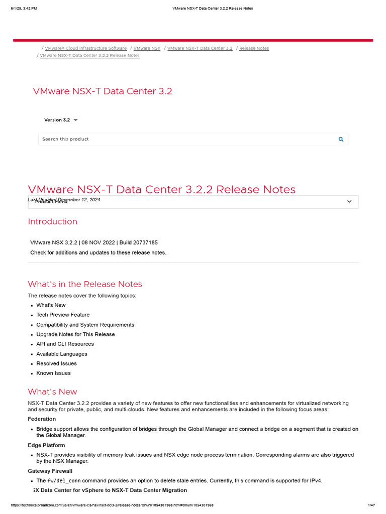 VMware NSX-T Data Center 3.2.2 Release Notes | PDF | Computer Cluster ...