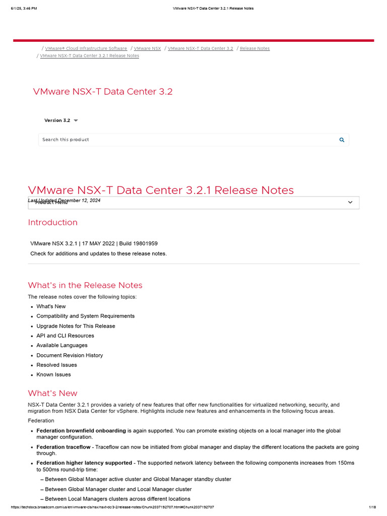 NSX-T Data Center 3.2.1 Release Notes | PDF | Ip Address | Computer Cluster