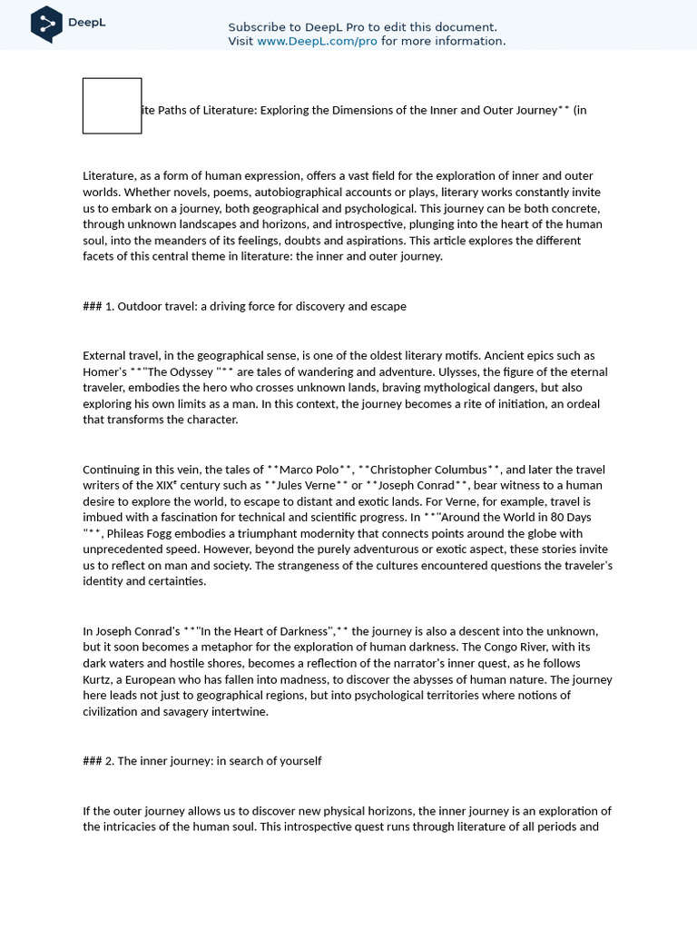 Inner and Outer Journeys in Literature | PDF | Existentialism