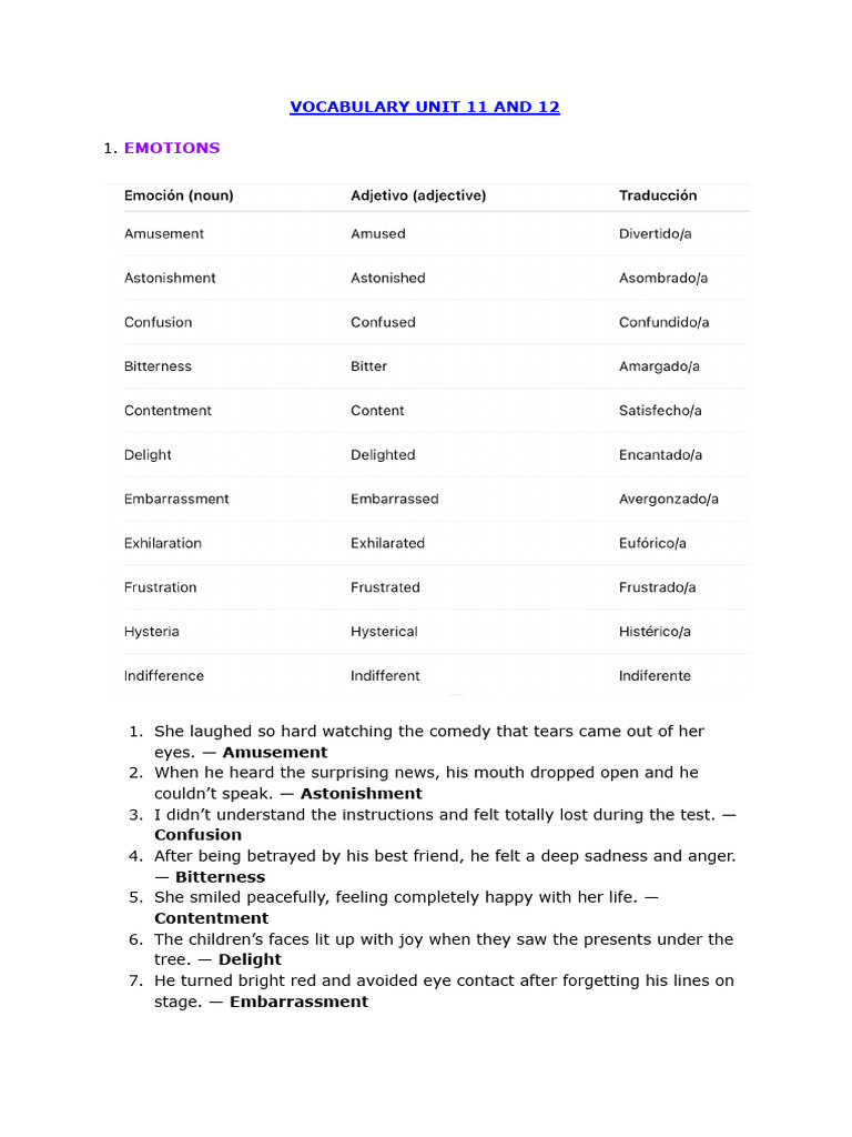 Vocabulary Unit 11 and 12 | PDF