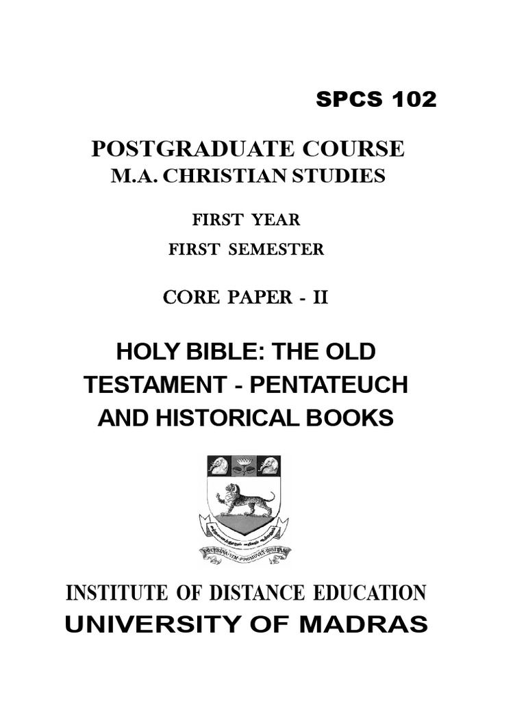 SPCS 102 Old Testament - Pentateuch and Historical Books | PDF | Bible ...