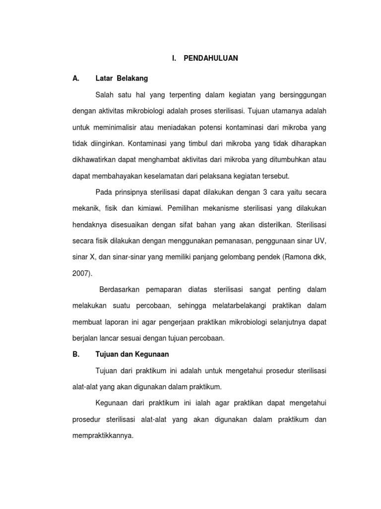 Laporan Praktikum Sterilisasi Alat Dan Bahan Seputar Laporan