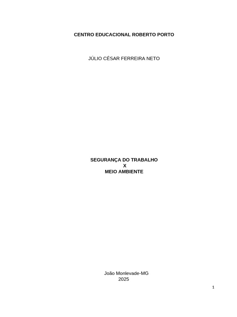 Segurança Do Trabalho X Meio Ambiente | PDF | Gestão de recursos ...