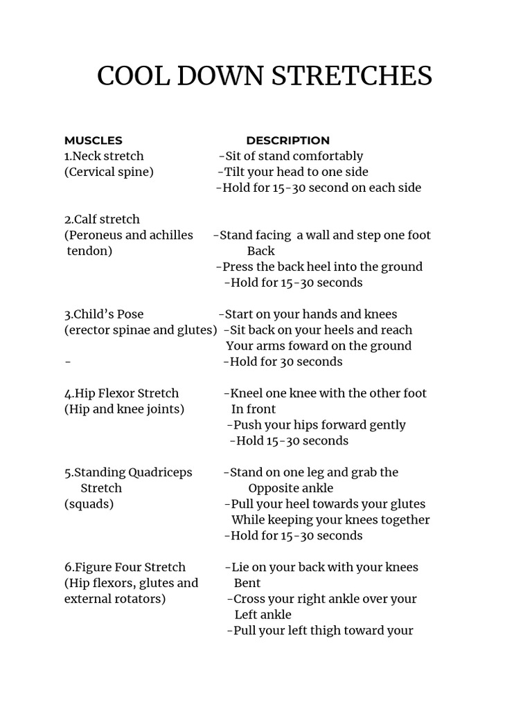Cool Down Stretches | PDF