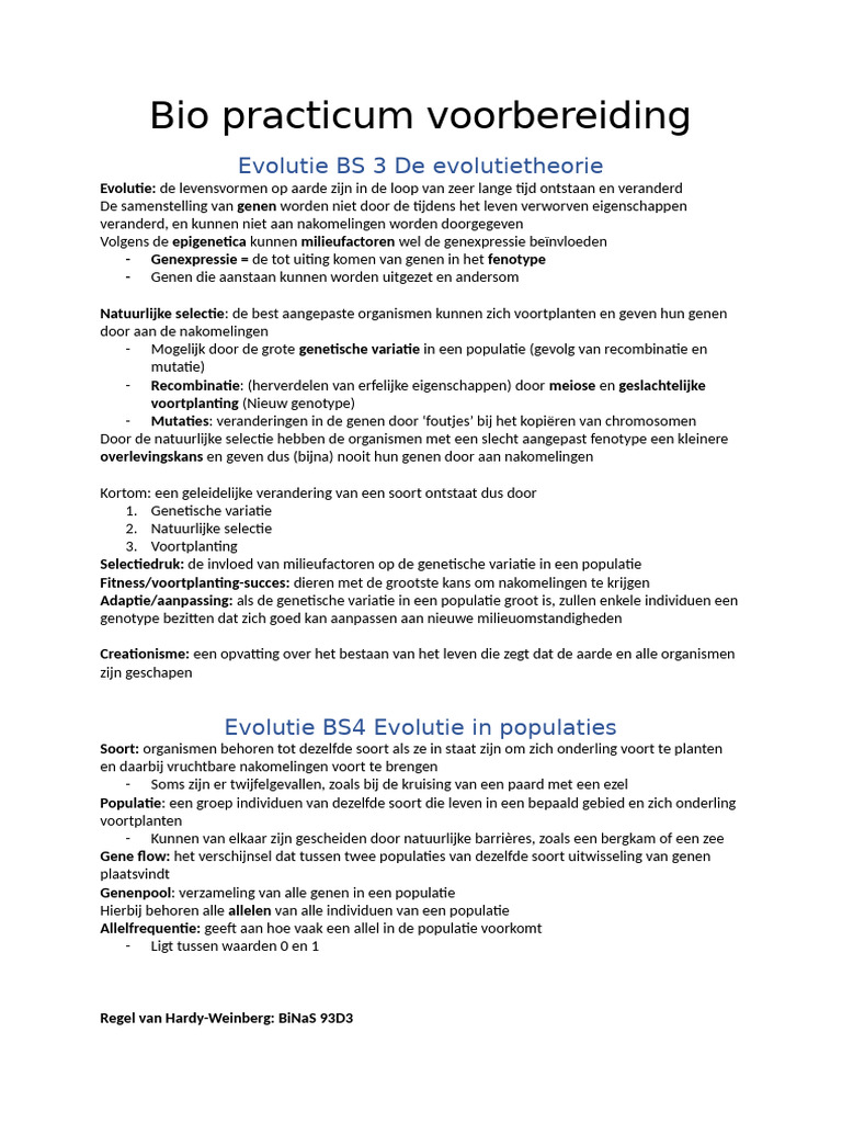 Kopie Van Bio Practicum Voorbereiding | PDF