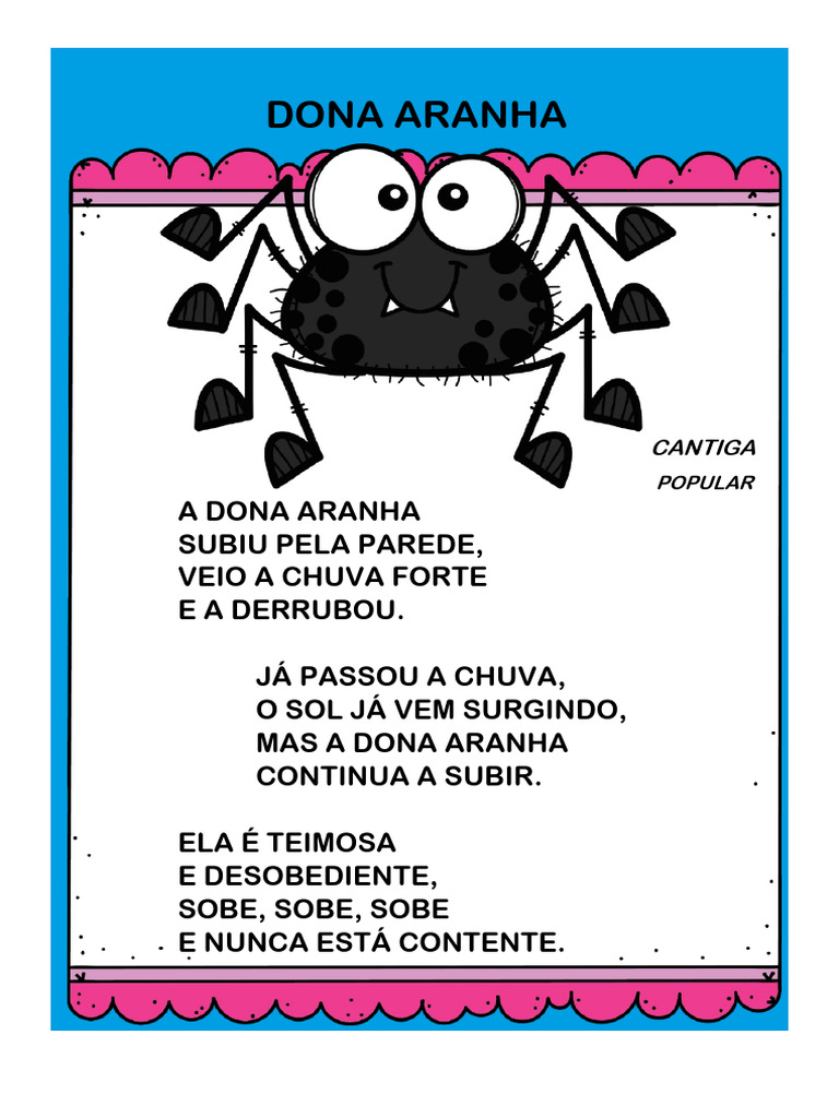 Cantiga da Dona Aranha para Crianças | PDF