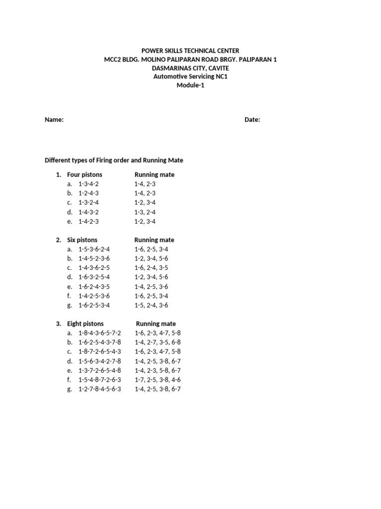 Engine Running Mate Overview | PDF