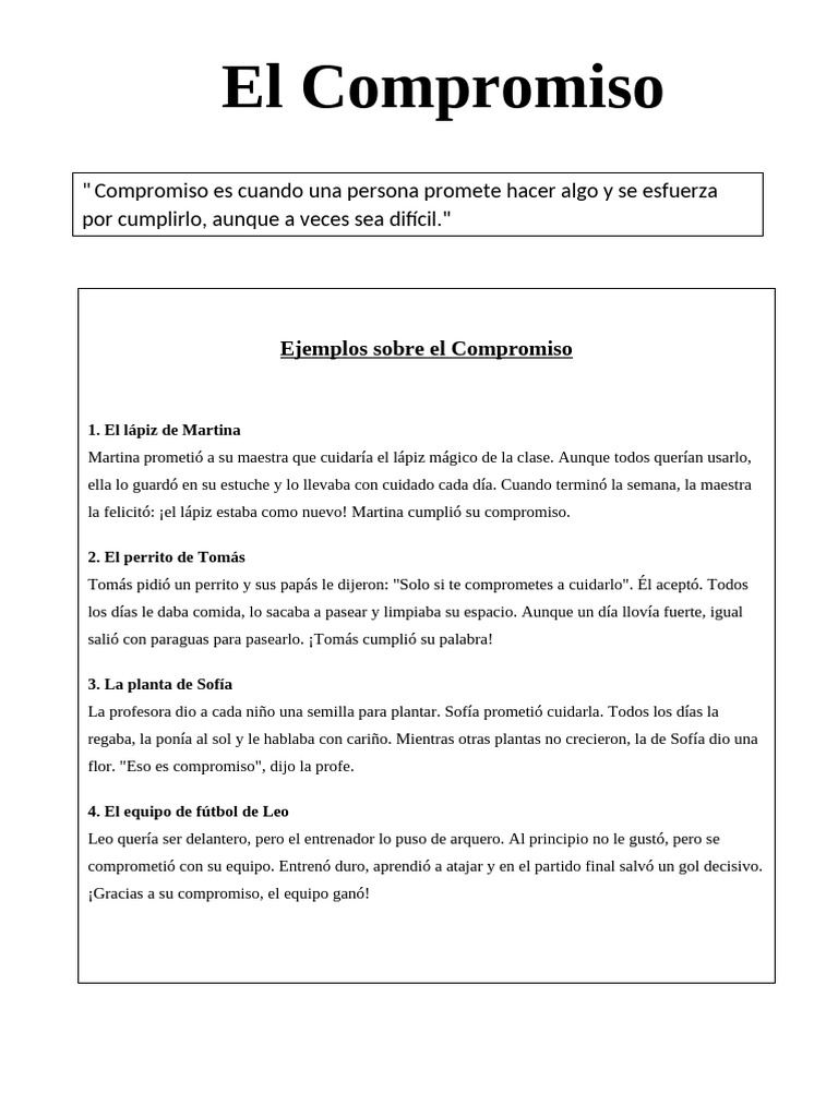 Compromiso: Cuentos para Niños | PDF