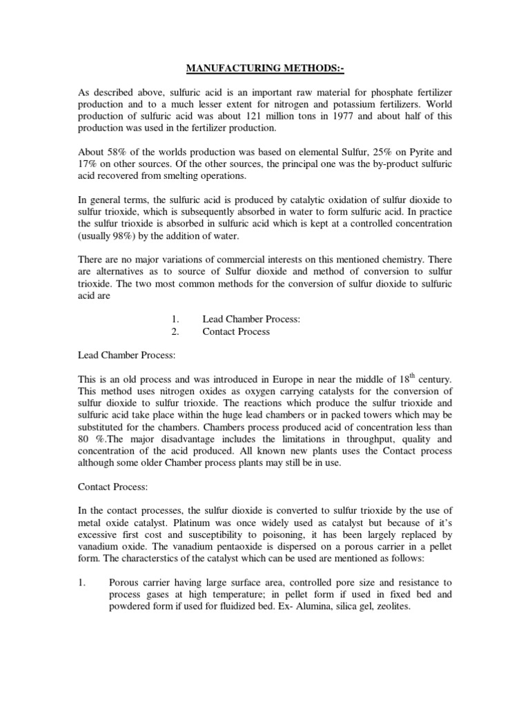 Lead Chamber Process for Sulfuric Acid | PDF | Sulfuric Acid | Boiler