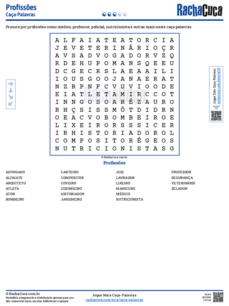 Caça-Palavras de Profissões | PDF
