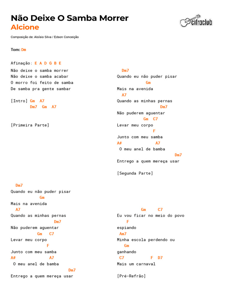 Não Deixe o Samba Morrer: Letra e Análise | PDF | Brasil | Artes Cênicas