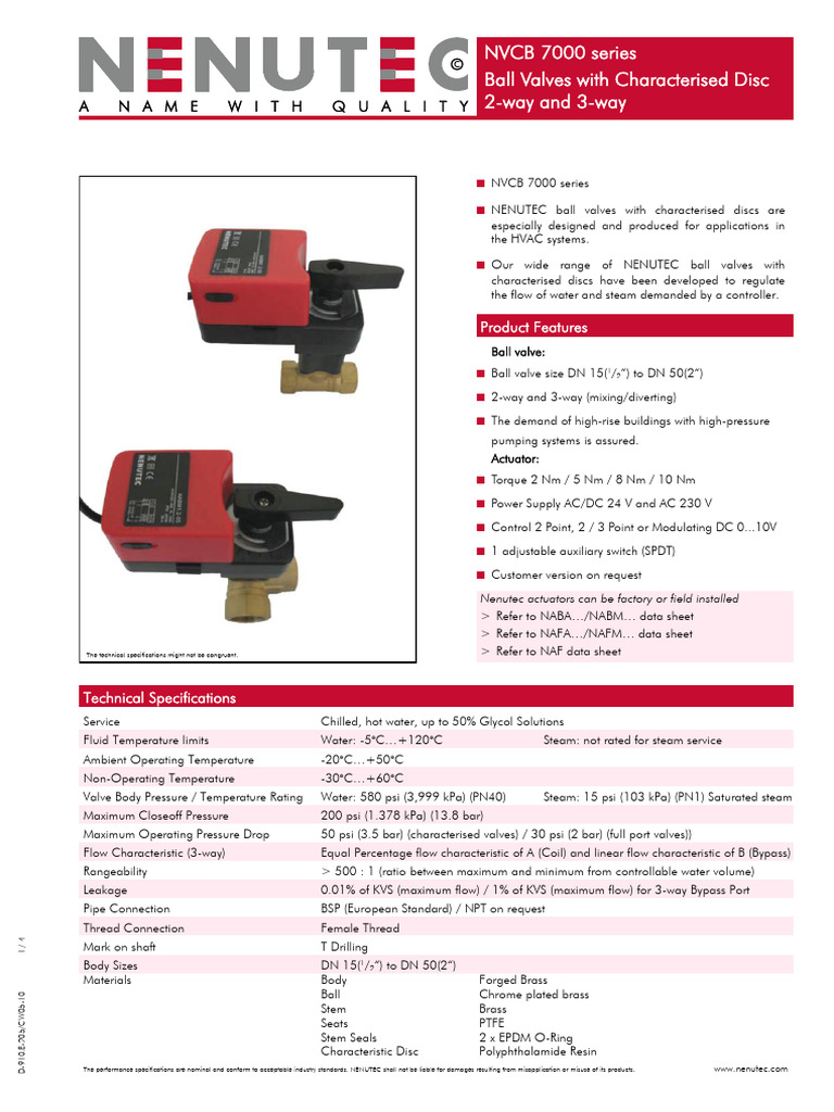 NENUTEC HVAC Ball Valves Overview | PDF | Valve | Power Supply