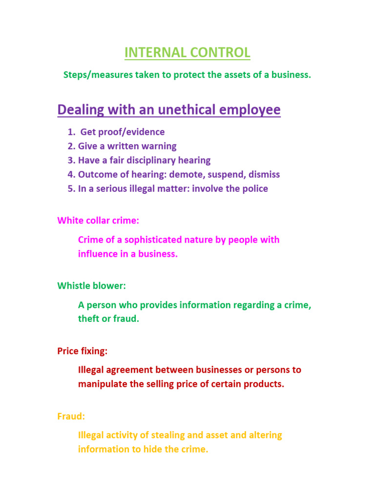 Internal Control Measures for Businesses | PDF