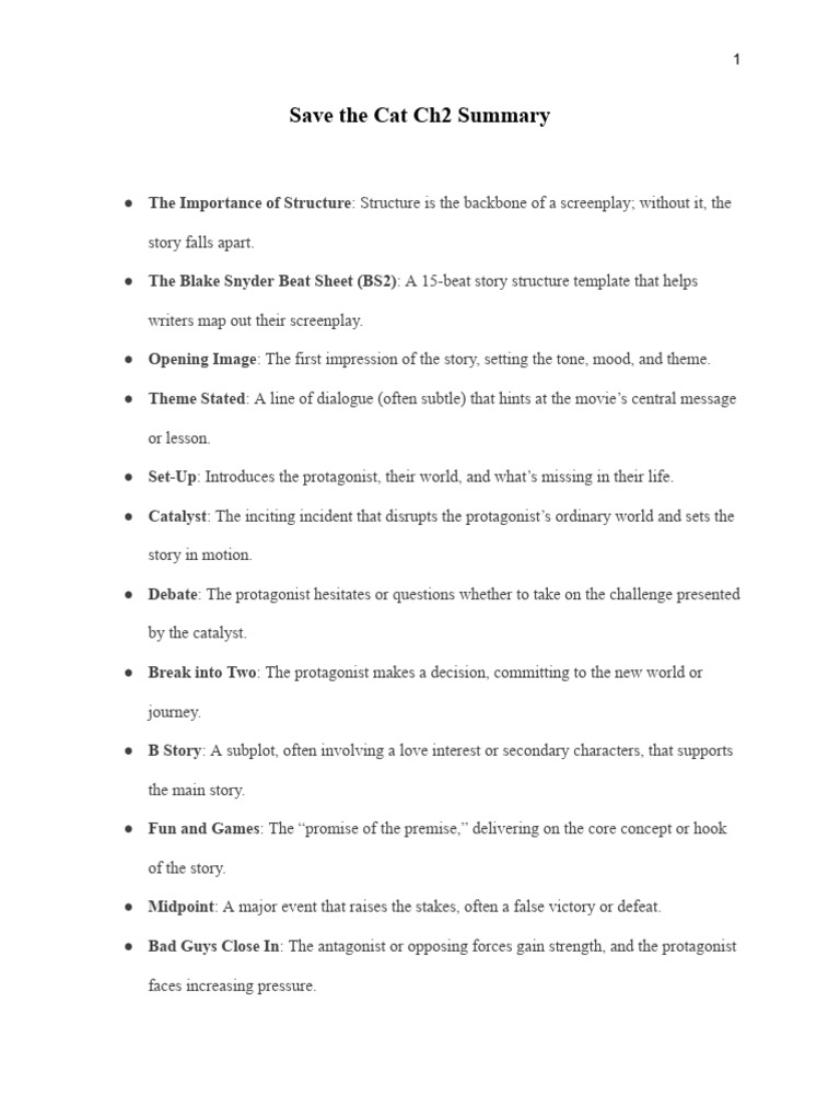 Save the Cat Beat Sheet Overview | PDF