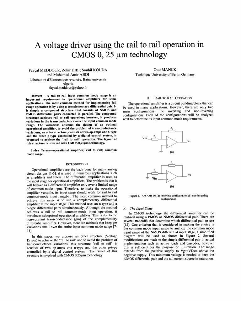 A Voltage Driver Using the Rail to Rail Operation in CMOS 0.25 Μm ...