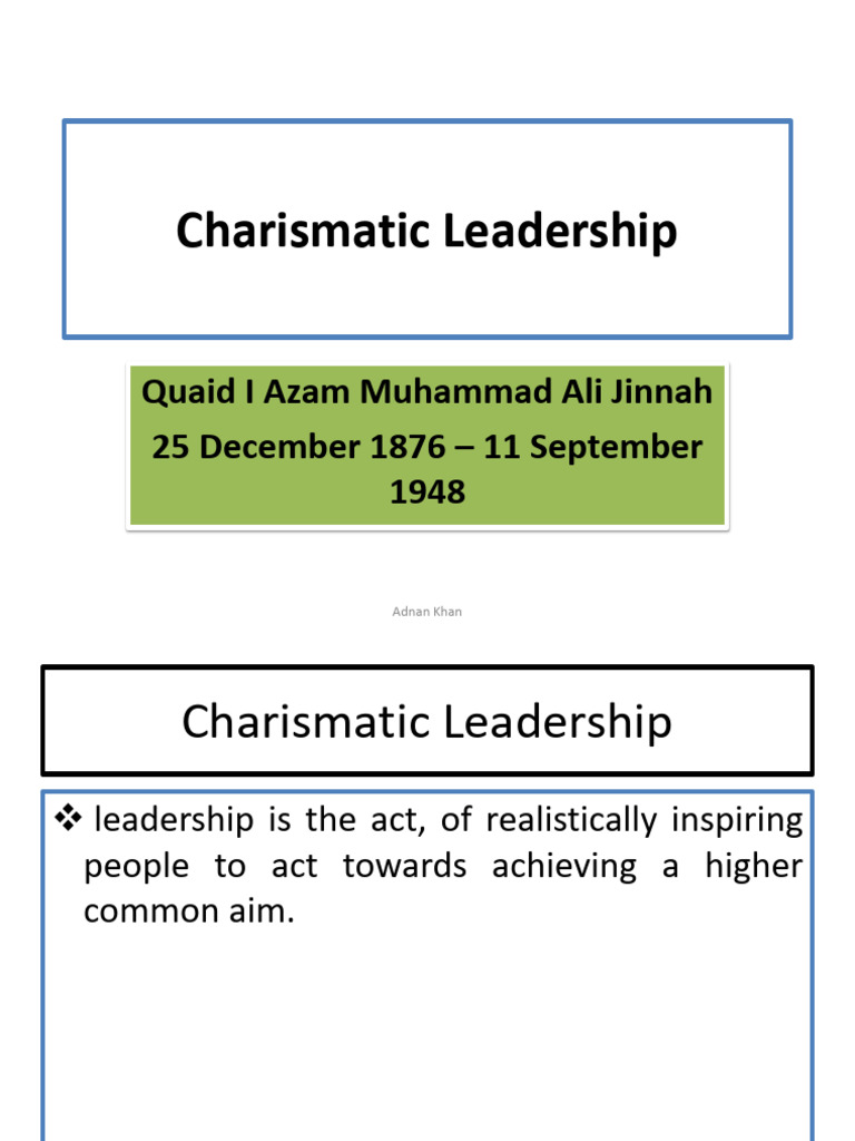 Quaid-e-Azam: Charismatic Leadership Insights | PDF | Muhammad Ali ...