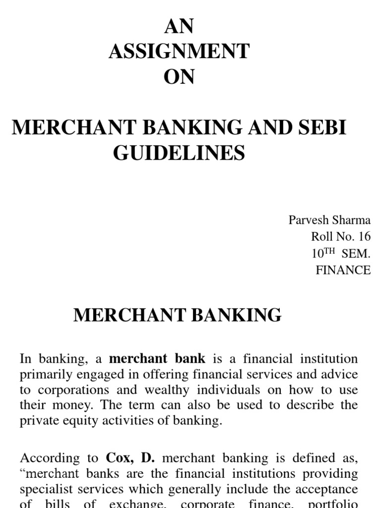 Merchant Banking and SEBI Guidelines | PDF | Banks | Securities (Finance)