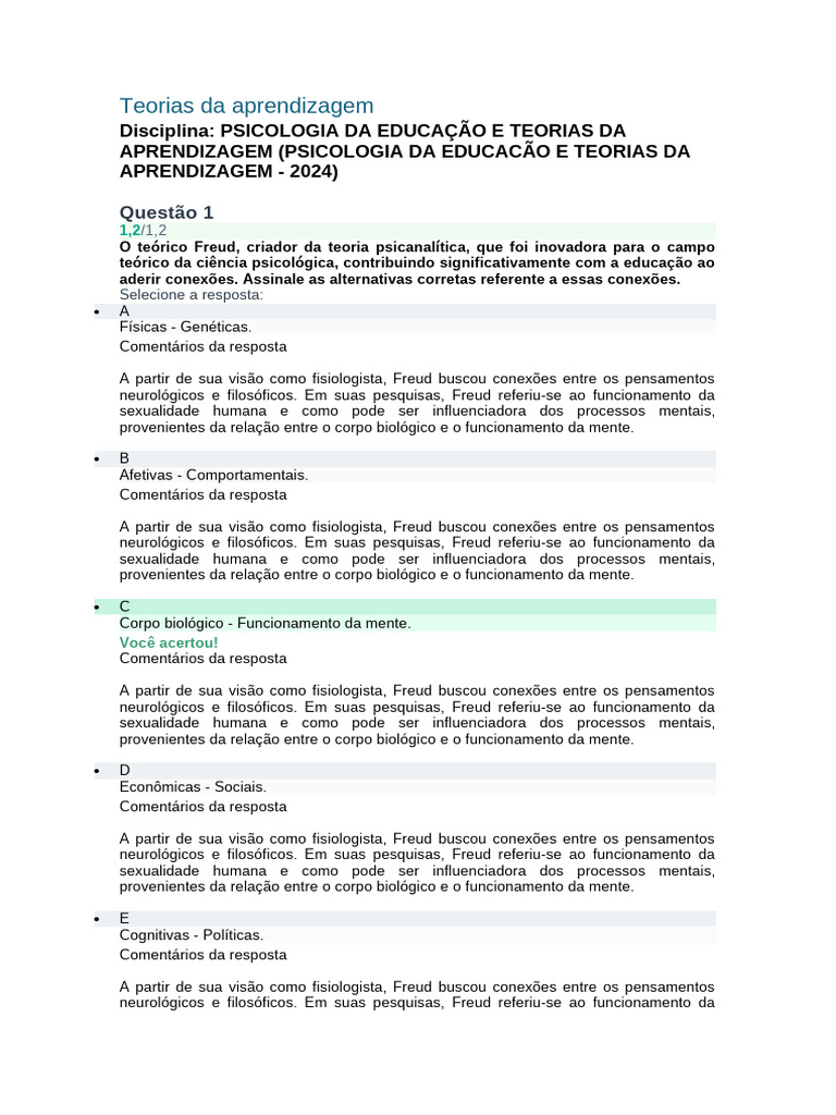 Teorias da Aprendizagem na Educação | PDF | Aprendizado | Método de ensino