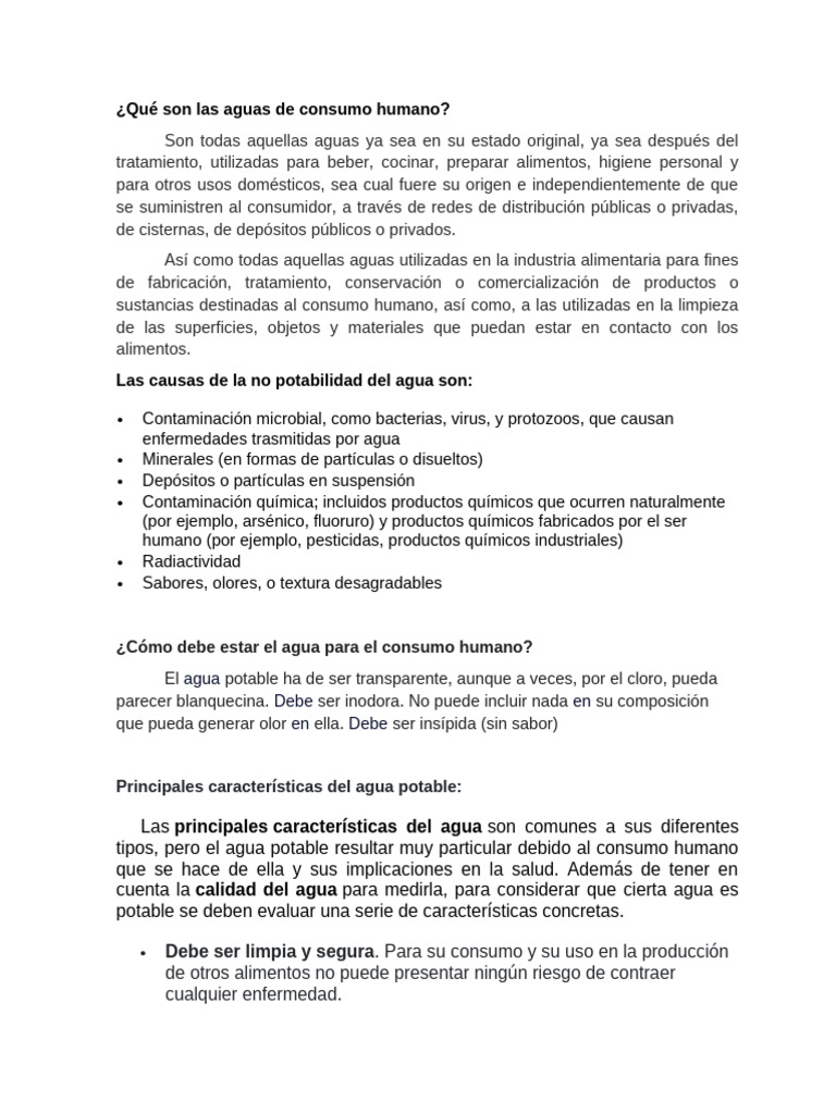 Aguas de Consumo Humano: Características y Fuentes | PDF | Agua potable ...