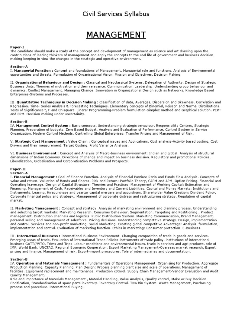 Civil Services Management Syllabus Overview | PDF | Sociology | Science