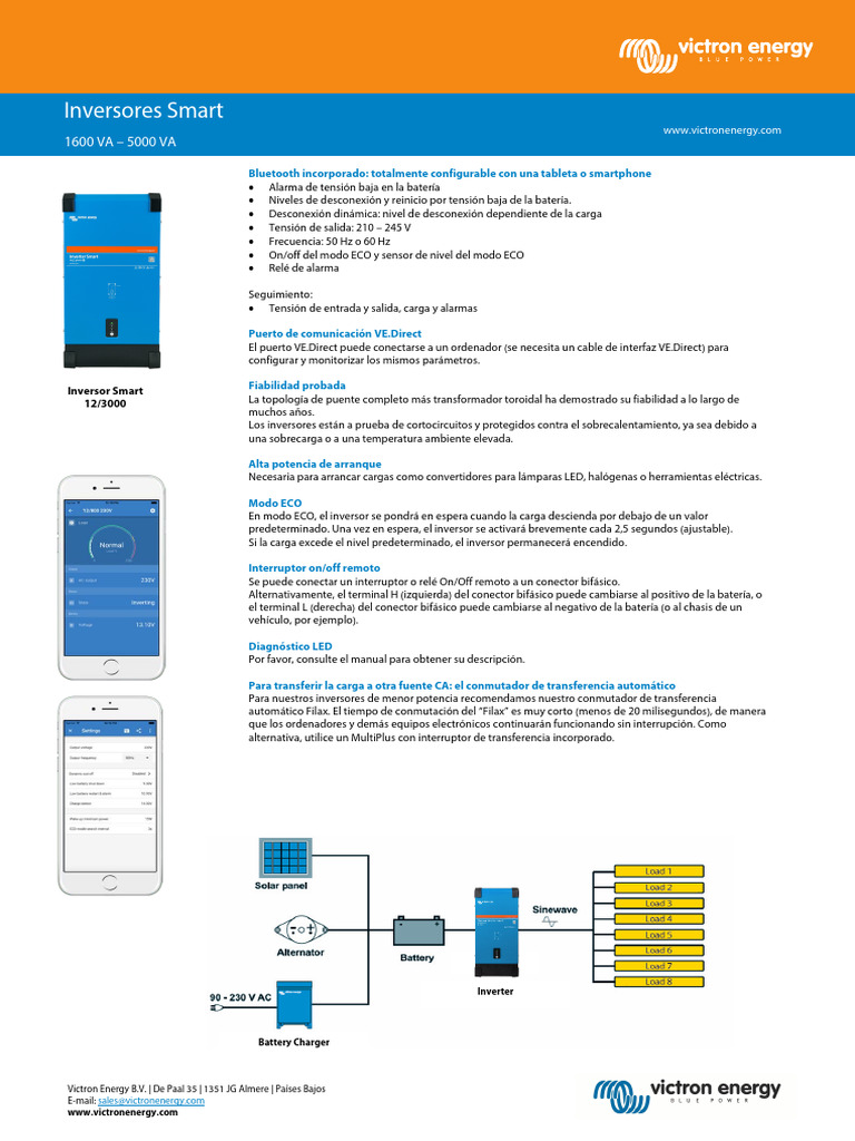 Inversores Smart de Victron Energy: Especificaciones | PDF | Conector ...