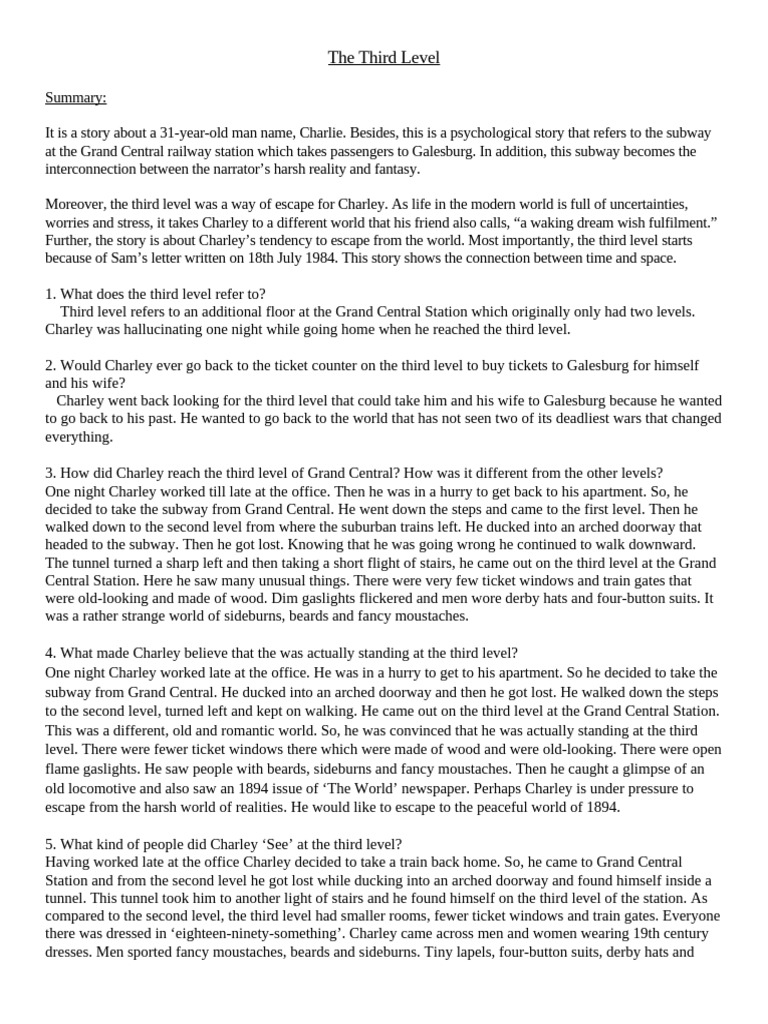 CSK W The Third Level - Notes | PDF | Skepticism | Narrative