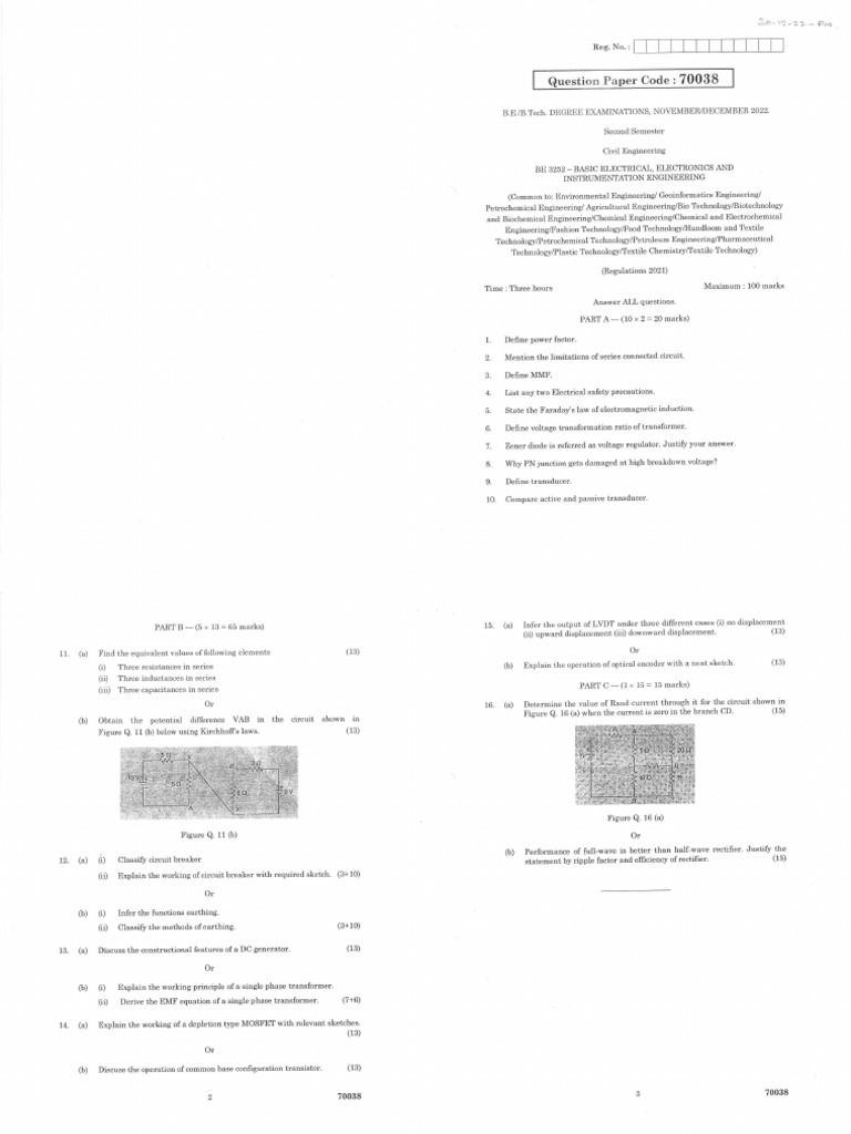 BE3252 Electrical Engineering Resources | PDF | Engineering ...
