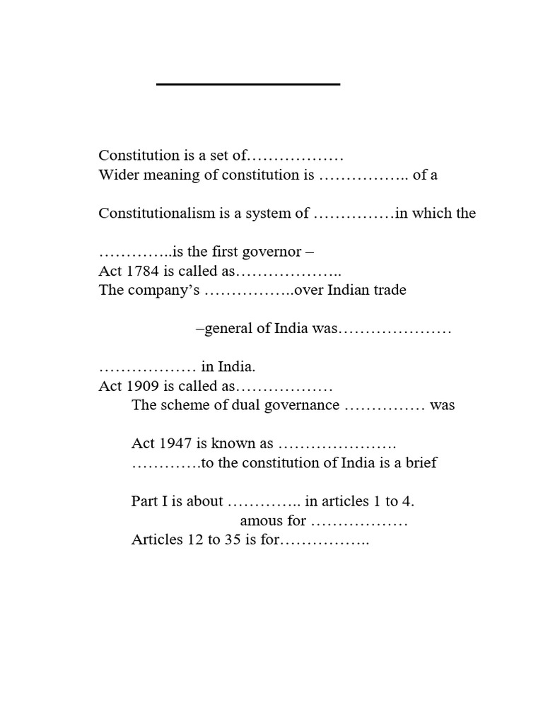 Indian Constitution Question Banks | PDF