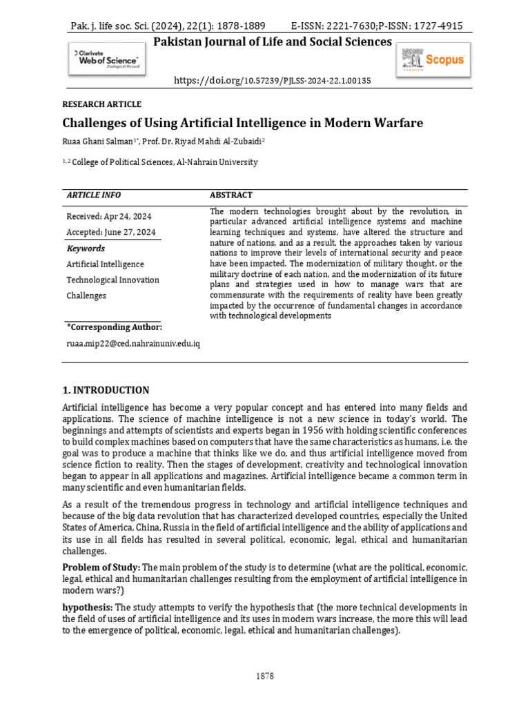 AI Challenges in Modern Warfare | PDF | Artificial Intelligence ...